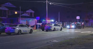 Police at the scene where a woman was arrested after allegedly stabbing a man in Sydney's Chester Hill. Authorities are investigating the incident.